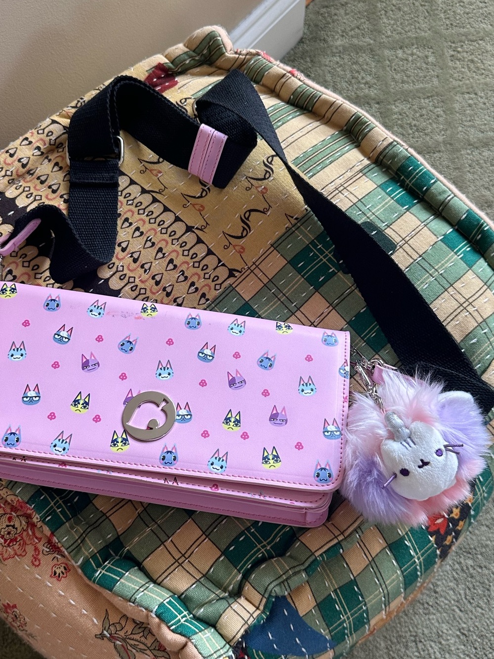 Animal Crossing New Horizons Pink Sling Bag For Nintendo Switch Cat's Meow USED